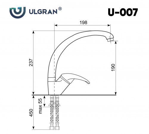 Смеситель для кухни Ulgran U-007-309, темно-серый фото 2