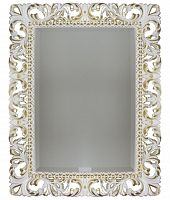Зеркало ISABELLA прямоугольное с фацетом 750 арт. TS-1021-750-W/G белый глянец с золотом