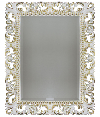 Зеркало ISABELLA прямоугольное с фацетом 750 арт. TS-1021-750-W/G белый глянец с золотом