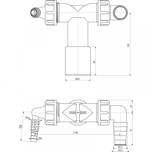 Колено с двумя штуцерами DN40/32 / 8–23 с обратными клапанами, арт. P156Z фото 2